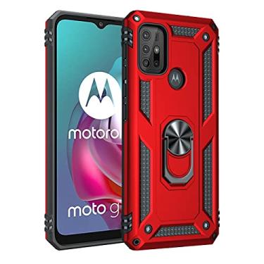 Imagem de Capa ultrafina para Motorola Moto G30 Capa para celular com suporte magnético, proteção resistente à prova de choque para Motorola Moto G10/G20/G10 Power Phone Back Cover (Cor: Vermelho)