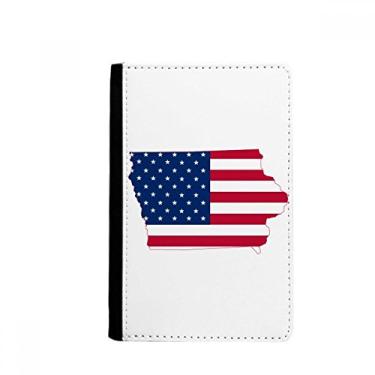 Imagem de Iowa USA Mapa Estrelas Listras Bandeira Forma Porta Passaporte Notecase Burse Carteira Capa Cartão Bolsa, Multicolor