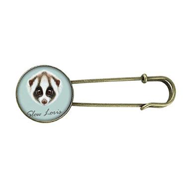 Imagem de Broche de metal retrô Loris Animal de olhos grandes branco marrom