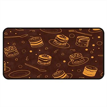 Imagem de Vijiuko Tapetes de cozinha Tiramisu bolo padrão chocolate tapetes e tapetes de área de cozinha antiderrapante tapete de cozinha lavável para chão de cozinha casa escritório pia lavanderia interior exterior 101,6 x 50,8 cm