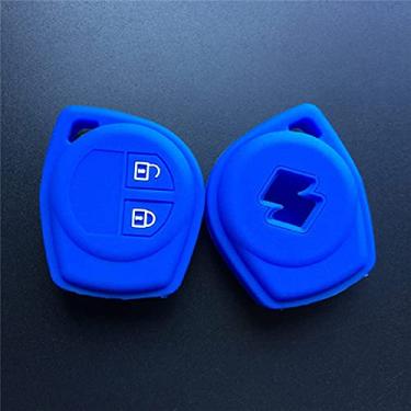 Imagem de YJADHU Capa de chave de carro de silicone de 2 botões, apto para Suzuki para Amagatarai Shangyue SX4 SWift Liana Alto Igins Esteem Baleno GR, azul
