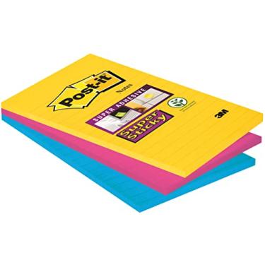 Imagem de Post-it Bloco de notas superaderente de 125 mm x 200 mm, 101 mm x 152 mm (pacote com 3)