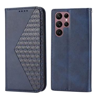 Imagem de FIRSTPELLA Capa compatível com Samsung A32 4G, carteira de couro de luxo para negócios com suporte magnético para cartão de dinheiro traseiro, capa protetora à prova de choque para iPhone para mulheres e homens - azul