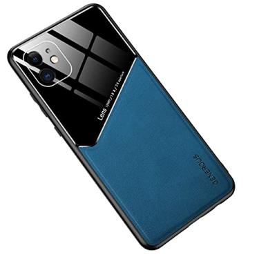 Imagem de Hee Hee Smile Capa para celular antiqueda com textura de couro é adequada para capa traseira rígida para Xiaomi 11T Pro Blue