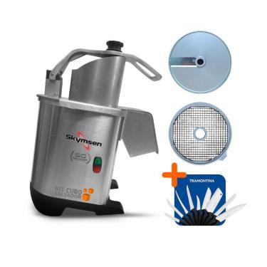 Imagem de Processador de Alimentos Corte Fatias 8mm e Cubos 8mm PA7 PRO Bivolt Skymsen e Jogo de Facas 9 Peças