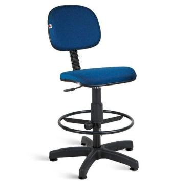 Imagem de Cadeira Caixa Alta Secretária Tecido Azul Com Preto - Shopcadeiras