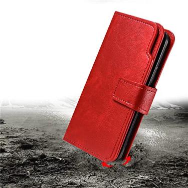 Imagem de Carteira Flip Case de Couro para Samsung Galaxy S22 S21 S20 FE S10 S9 S8 Note 20 10 9 8 Ultra Plus Slots para Cartão Capa Magnética, vermelho, para Galaxy Note10plus