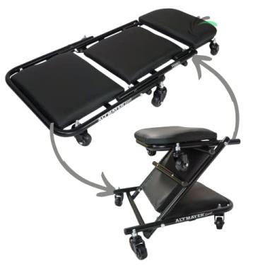 Imagem de Carrinho Esteira Dobrável 2 Em 1 Vira Banco Mecânico Centro Automotivo, Oficina, Garagem