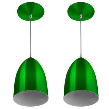 Imagem de Kit 2 Lustre Pendente Luminária Sadan Alumínio Verde Metalic - Marrylu