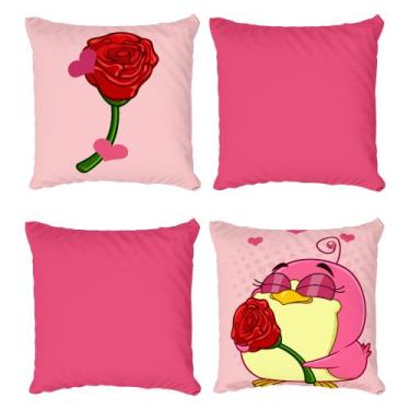 Imagem de Kit 4 Capas De Almofadas Decorativas Rose Passarinho - Core Decore