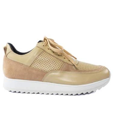 Imagem de Tênis Feminino Abelle Shoes Em Couro Camurça Nude Eliane Tamanho:36;Cor:Bege