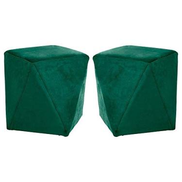 Imagem de Kit 02 Puffs Decorativo Sala de Estar Blois Veludo Verde - Gran Belo