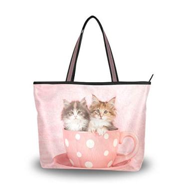 Imagem de Bolsa de ombro My Daily Women Cute Kittens Cat In Cup, Multi, Large