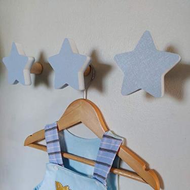 Imagem de 3 Penduradores De Parede Estrela Colorida Mdf Laminado