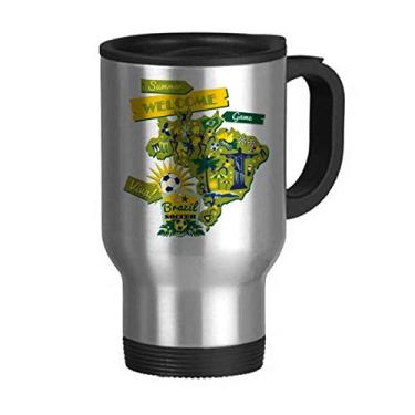 Imagem de Welcom Caneca de viagem de futebol de verão com tampa flip em aço inoxidável copo de carro copo térmico