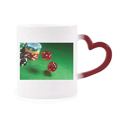 Imagem de Caneca de mesa verde com chips de dados sensível ao calor, caneca de grés que muda de cor vermelha