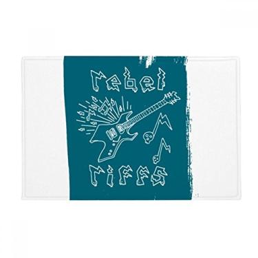 Imagem de DIYthinker Instrumentos de música para guitarra elétrica, tapete de chão com padrão azul, tapete antiderrapante para porta de banheiro