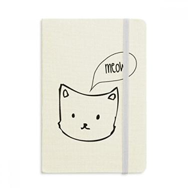 Imagem de Caderno branco com cabeça de gato mewing animal oficial de capa dura de tecido diário clássico
