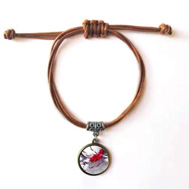 Imagem de DIYthinker Pulseira de couro com lua vermelha estilo chinês aquarela pulseira de couro marrom joia presente