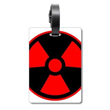 Imagem de Red Dangerous Chemical Radiation Toxic Symbol Mala Etiqueta Bagagem Cartão de Bagagem Scutcheon Etiqueta