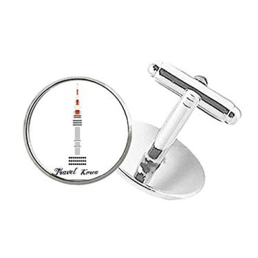 Imagem de DIYthinker Abotoaduras de botão redondo Seoul Tower na Coreia