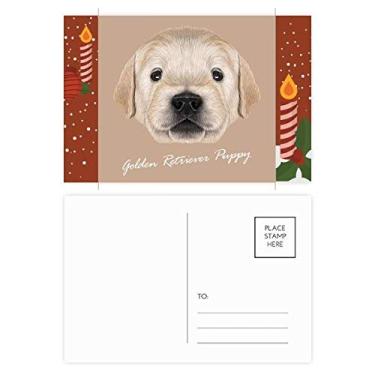 Imagem de Vela de Natal Treinada Golden Retriever Filhote Cachorro Animal Cartão postal Cartão de agradecimento 20 peças