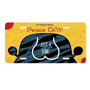 Imagem de DIYthinker Just Bone Placa de licença azul desenho divertido azul etiqueta decoração de carro dia da paz