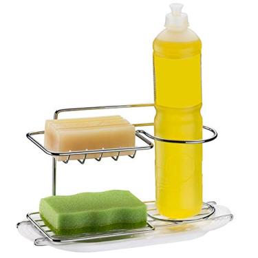 Imagem de Suporte Para Detergente Esponja Sabão Cromado Pia Cozinha