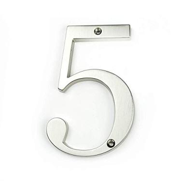 Imagem de Placa flutuante 3D de 10,16 cm, liga de números de porta de níquel acetinado com número de altura, montagem em parafuso, placa de caixa de correio grande 0-9, antiferrugem, fácil de ler