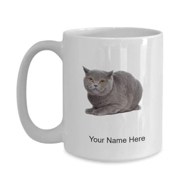 Imagem de Caneca de gato azul britânico personalizada – Caneca de café para amantes de gatos azuis britânicos – Caneca de café de 425 g