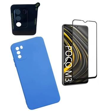 Imagem de Kit Capa Silicone Premium Aveludada Compatível Xiaomi Poco M3 + Película 3d 9d + Película Câmera