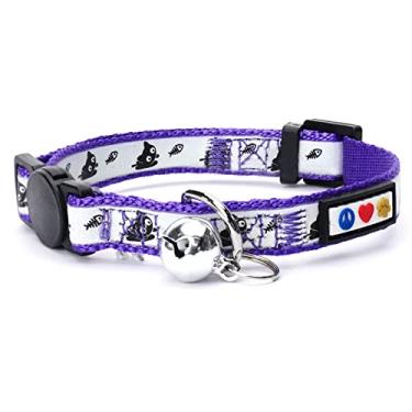 Imagem de (Purple) - Pawtitas Pet Glow In The Dark Cat Collar with Safety Buckle and Bell