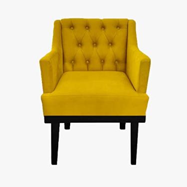 Imagem de Poltrona Decorativa Em Capitonê Para Sala Comercial Classica Corano Amarelo LM DECOR