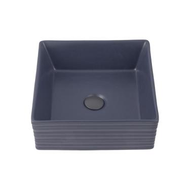 Imagem de Cuba De Apoio Para Banheiro Quadrada Slim Louça Cerâmica 38 cm Larimar Pingoo.casa - Cinza Fosco