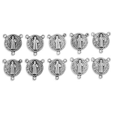 Imagem de Medalha de São Bento Centro do Rosário de 15 mm - Pacote com 10