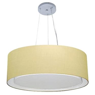 Imagem de Lustre Pendente Cilíndrico Duplo Cúpula Tecido 80x30 cm, Vivare Iluminação, Pendente4126 LA, Algodão Cru, Gigante
