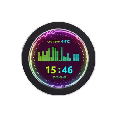 Imagem de Waveshare Tela LCD redonda para CPU/GPU de 2,8 polegadas, monitor de temperatura de computador AIO para sistemas de resfriamento de água, peças laterais pré-construídas para PC para jogos, preto