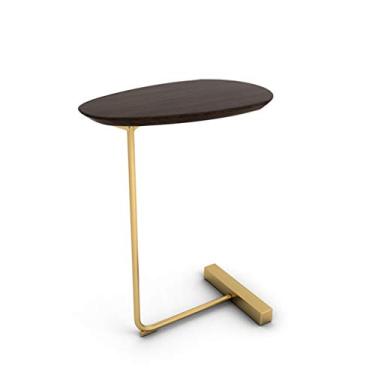 Imagem de Mesa lateral nórdica minimalista criativa mesa de centro móvel varanda pequena mesa redonda mesa de café lateral ferro forjado mesa de sofá multicolorida opcional mesa de centro para sala de estar (cor: latão)