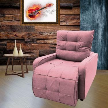 Imagem de Poltrona Retratil e Reclinavel Com Rodape Regulavel Azera Rosa