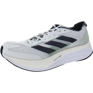 Imagem de adidas T nis masculino Adizero Boston 11, Branco/Noite/Verde, 8.5 D(M) US