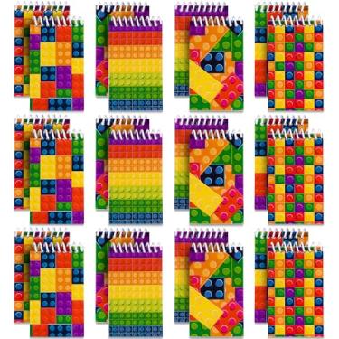Imagem de Minicadernos de blocos de construção (volume de 32) blocos de notas espirais em estilos de tijolos variados, em tamanho de bolso infantil, para lembrancinhas de festa de aniversário, sacolas de brindes, recompensas de sala de aula para crianças, da Bedwina