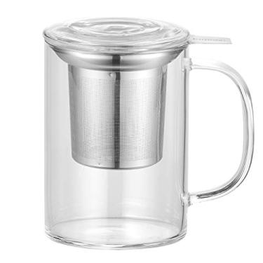 Imagem de Caneca de chá de vidro Enindel com infusor e tampa, xícara de chá, transparente, 590 ml, GM005