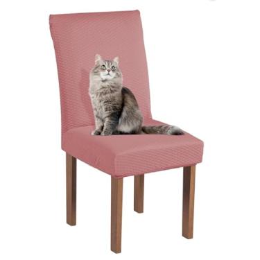 Imagem de Capa Cadeira Jantar Matelada Spandex Luxo Protetor Anti Unha Gato (8, Rosa)