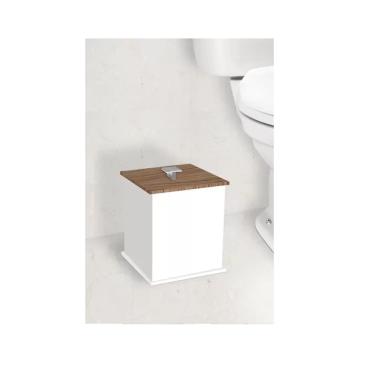 Imagem de Lixeira Quadrada Branco/Nogal - Fabribam