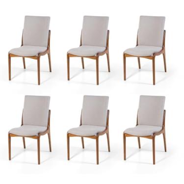 Imagem de Conjunto 6 Cadeiras de Jantar Estofada em Madeira Garbo Cinza Claro – Straub Web
