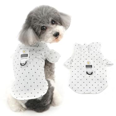 Imagem de Ranphy Camiseta para cachorro de bolinhas para animais de estimação primavera verão camisetas macias para filhotes de cachorro roupas para cães pequenos meninas chihuahua yorkie gato, branca, XGG