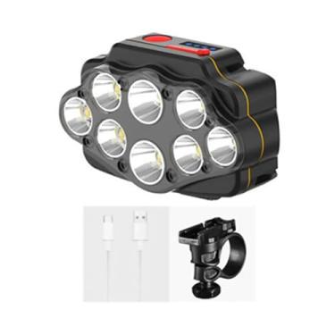 Imagem de Farol de bicicleta 8 LED luz branca recarregável por USB farol de cabeça de bicicleta para estrada, montanha, passeios noturnos
