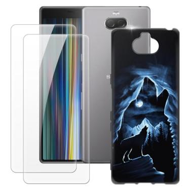 Imagem de MILEGOO Capa para Sony Xperia 10 + 2 peças protetoras de tela de vidro temperado, capa de silicone TPU macio à prova de choque ultrafina para Sony Xperia XA3 (6 polegadas)