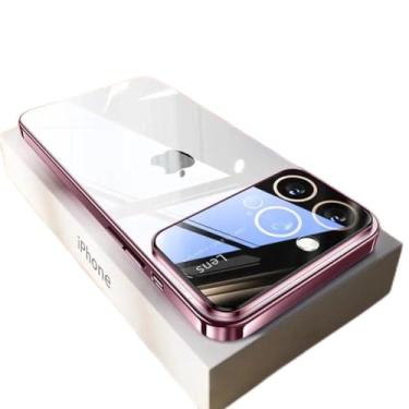 Imagem de Capa de telefone com lente de vidro à prova de choque de silicone transparente para iPhone 15 14 13 12 11 Pro Max XR X Protetor de câmera Soft Cove, rosa, para iPhone 14 Plus