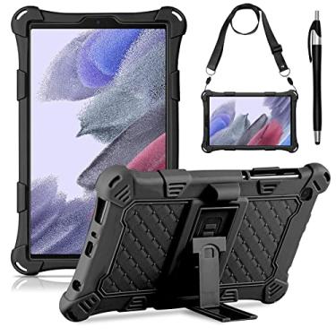 Imagem de DETUOSI Capa para Samsung Galaxy Tab A7 Lite 8,7 polegadas, com caneta Stylus e alça de ombro, capa protetora leve de silicone macio para Galaxy Tab A7 Lite 2021 SM-T220/T225/T227u, preta